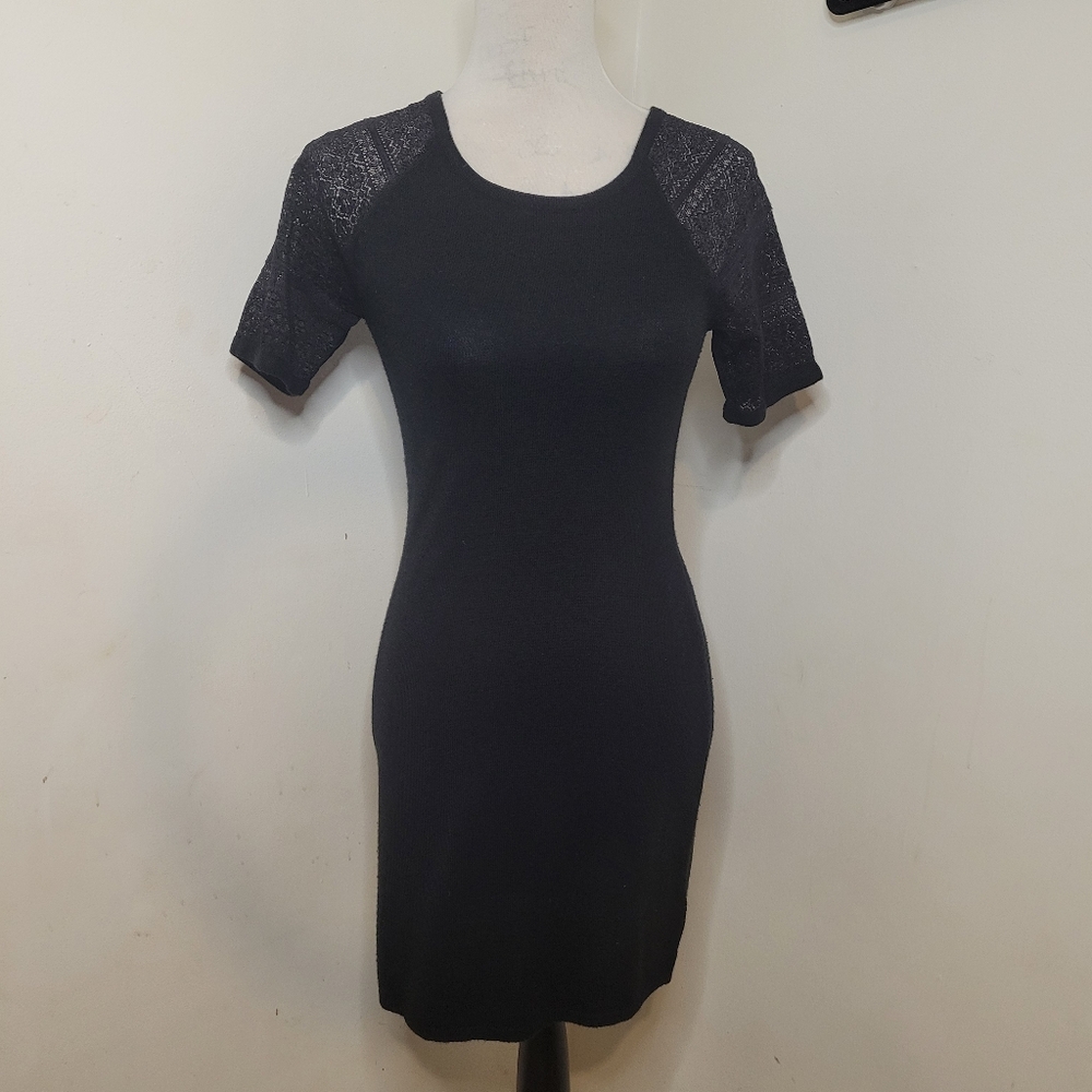 IN San Francisco Little Black Dress Women's Small Lace Short Sleeve Bodycon